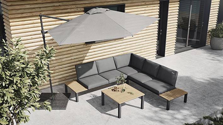 MWH Reno Loungeecke 4-teilig Aluminium/Teak 