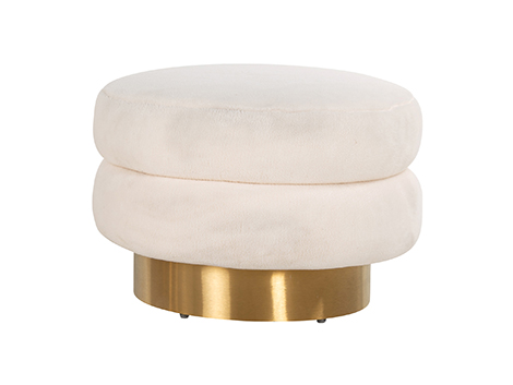 Richmond Fußhocker Faya Weiß Teddy / Brushed gold (Weiß)