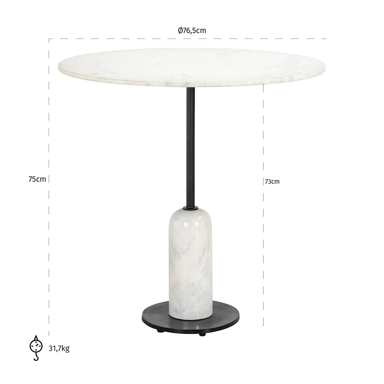 Bistrotisch Jagger 76Ø (Black/white)