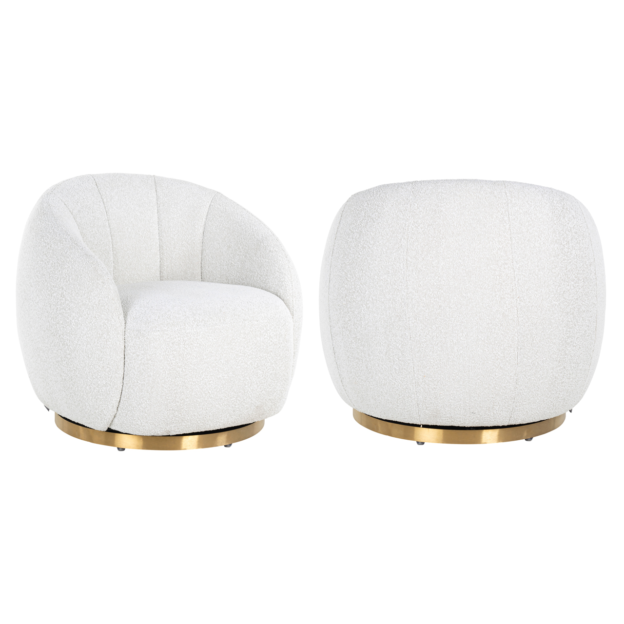 Lounge Stuhl Jago white bouclé swivel