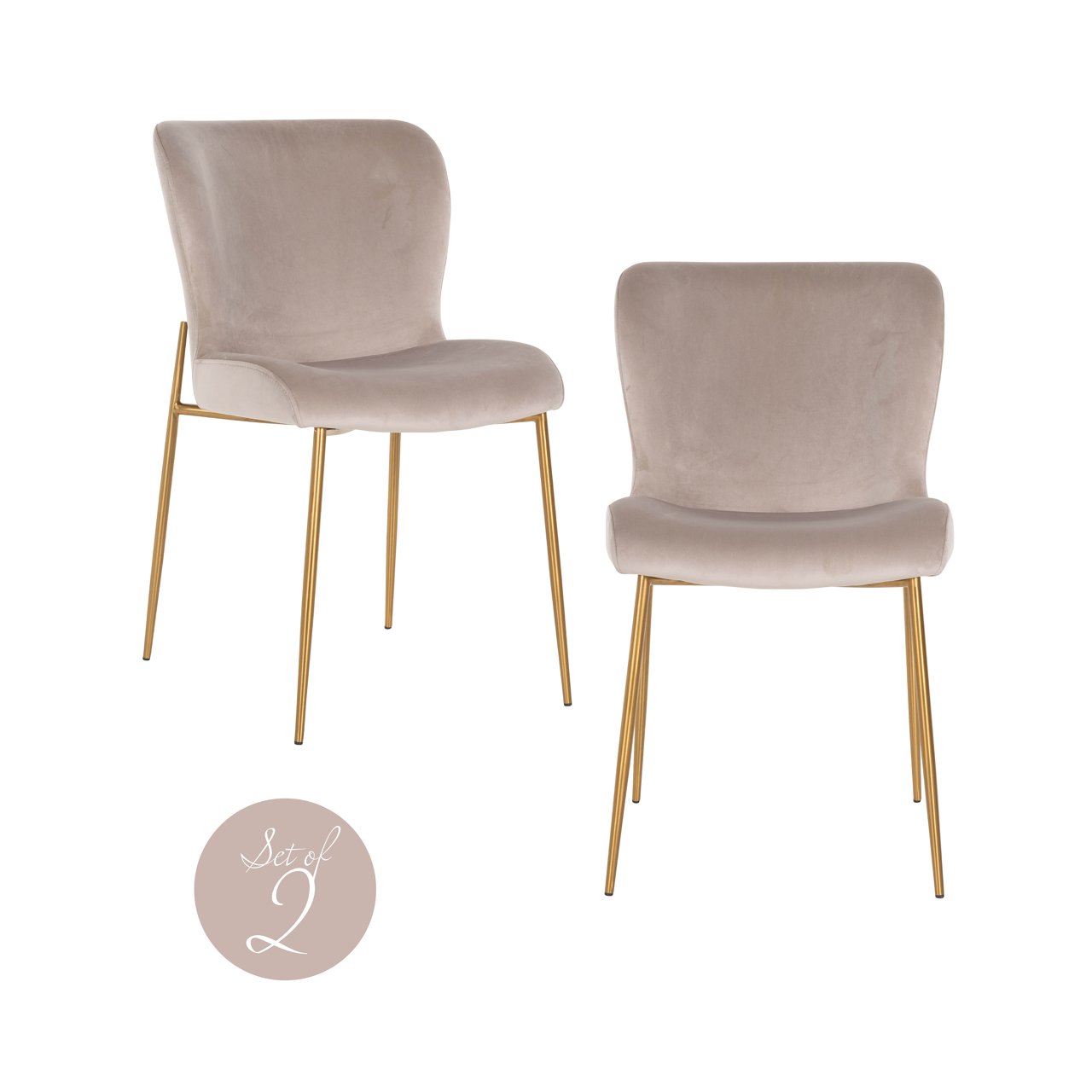 Esszimmerstuhl Odessa khaki velvet fire retardant (Set of 2) Esszimmerstuhl Odessa khaki velvet fire retardant (Set of 2)