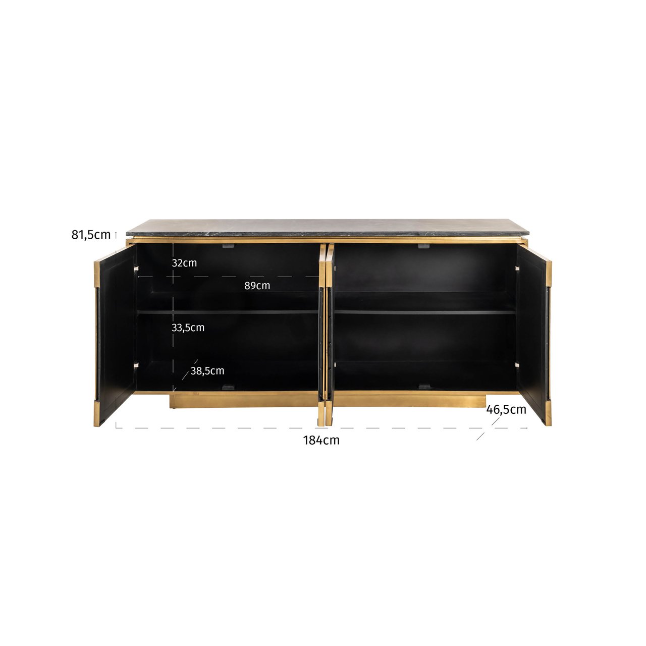 Sideboard Finsbury black/gold Sideboard Finsbury black/gold