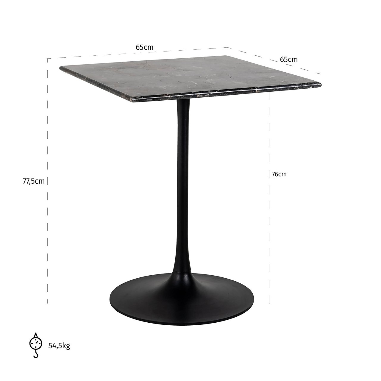 Bistrotisch Carlten quadratisch (Brown)