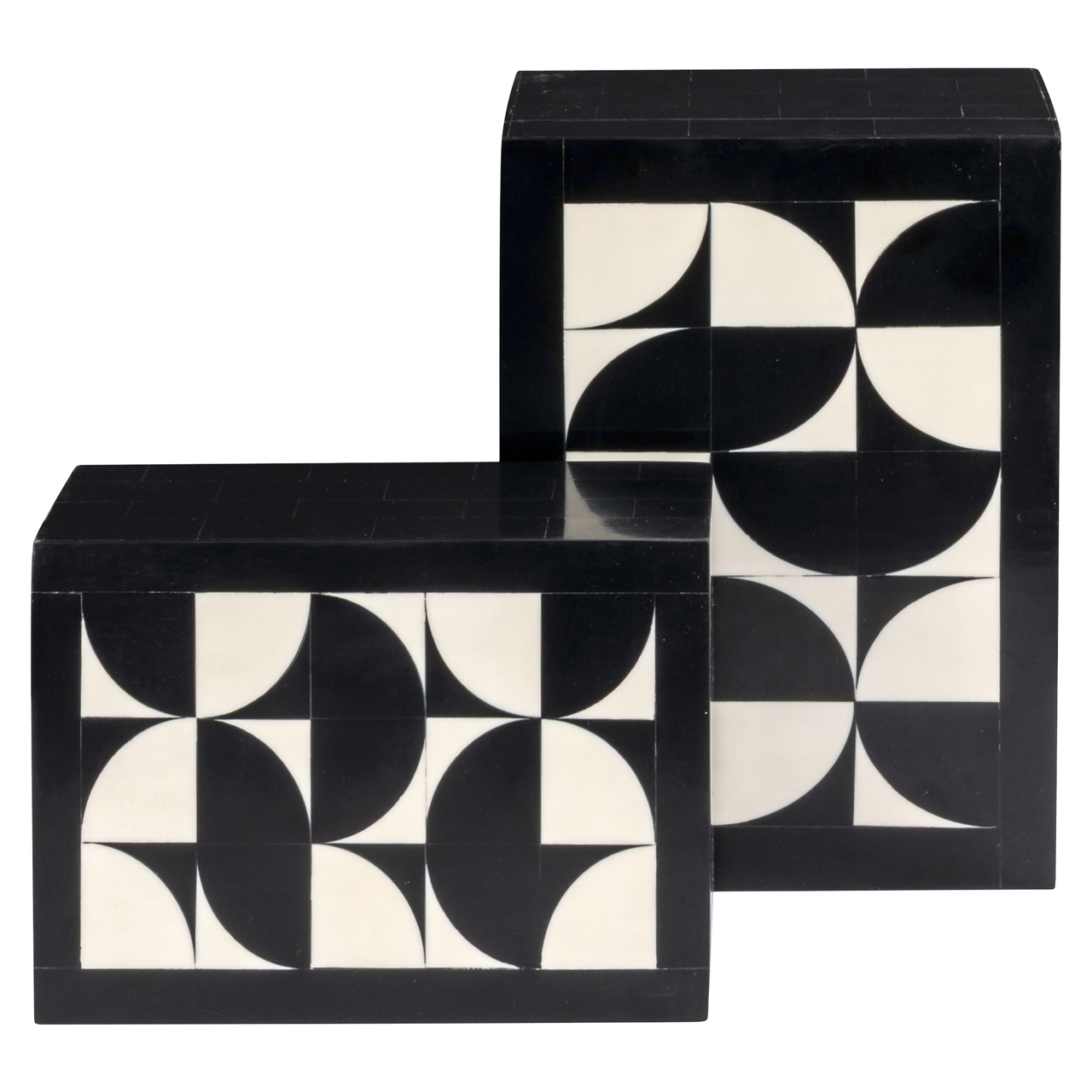 Aufbewahrungsbox Rae black/white (Set of 2)