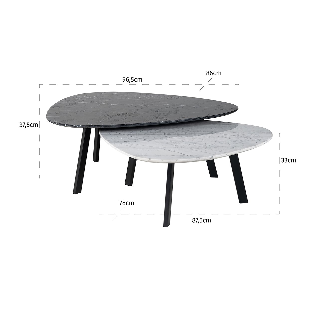 Couchtisch Trocadero set von 2 (Black/white)