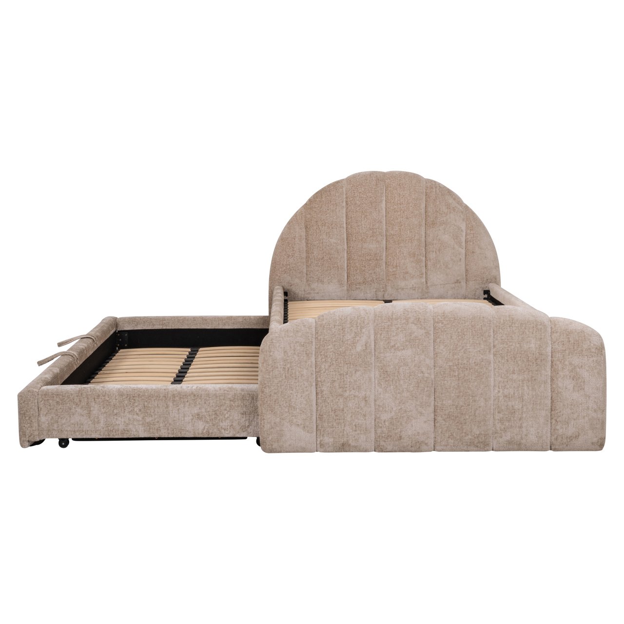 Bett Pixie clay chenille 120x200 with pull-out bed