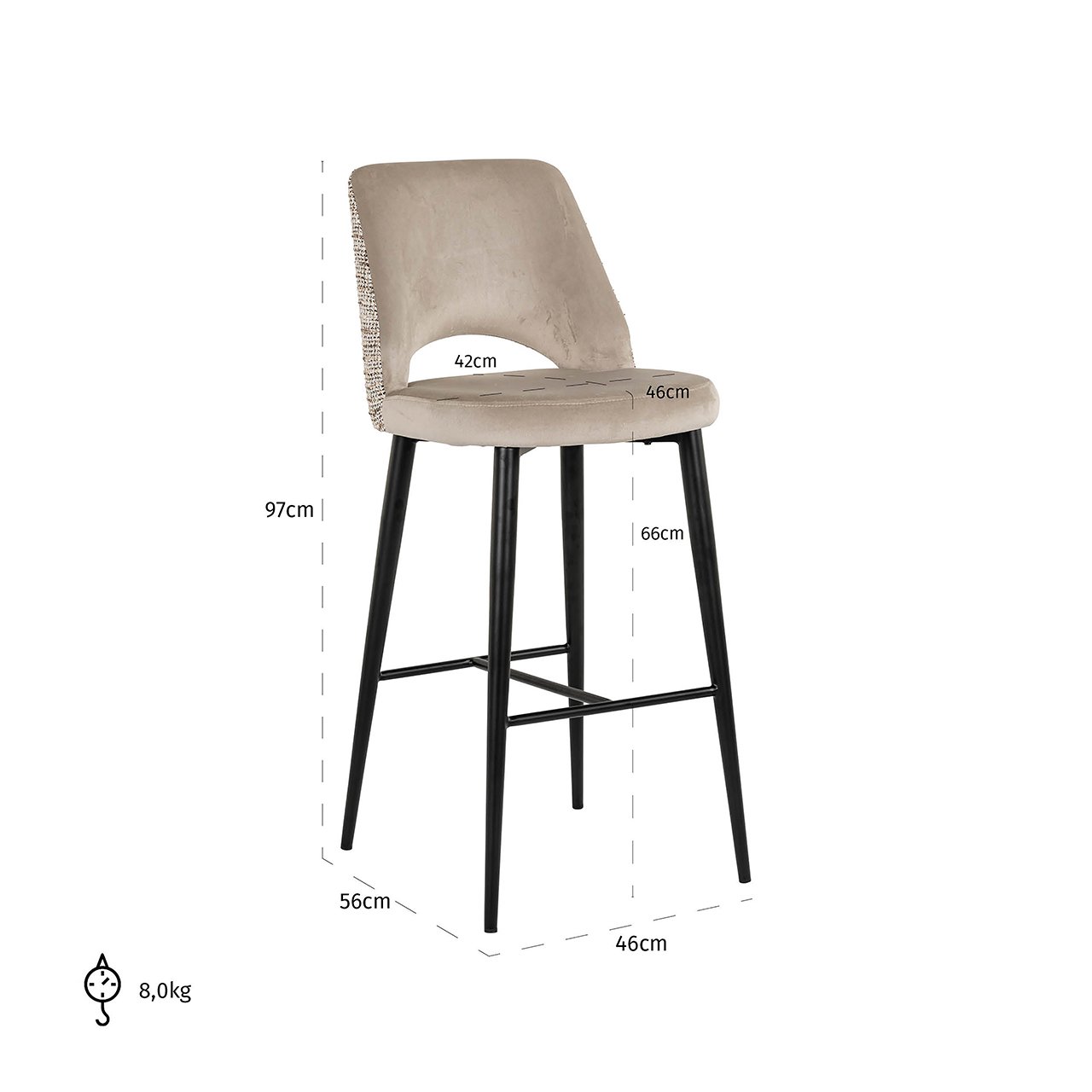 Barstuhl Tabitha trendy nature / quartz khaki (Be Trendy 01 Nature)