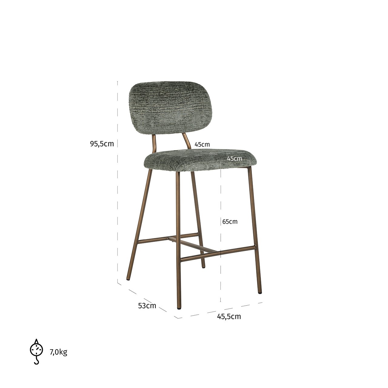 Barstuhl Xenia thyme fusion / brushed gold (Fusion thyme 206) Barstuhl Xenia thyme fusion / brushed gold (Fusion thyme 206)