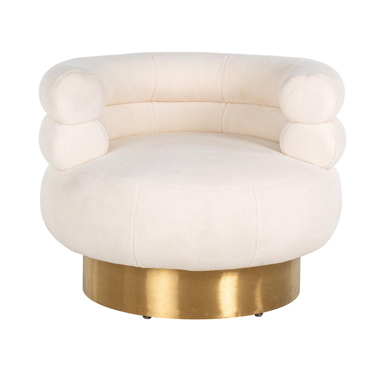 Drehsessel Teddy Fayah White teddy / Brushed gold