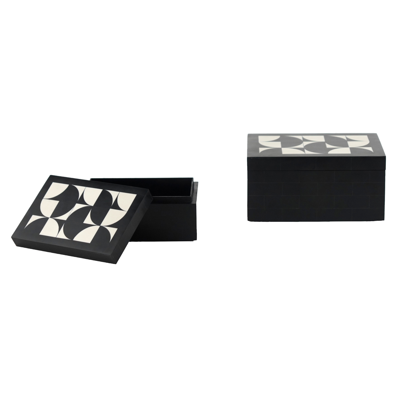 Aufbewahrungsbox Rae black/white (Set of 2)
