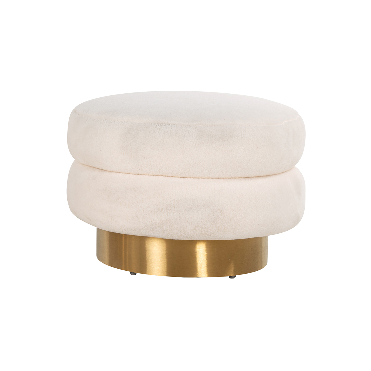 Hocker Faya hite Teddy / Brushed gold (White)