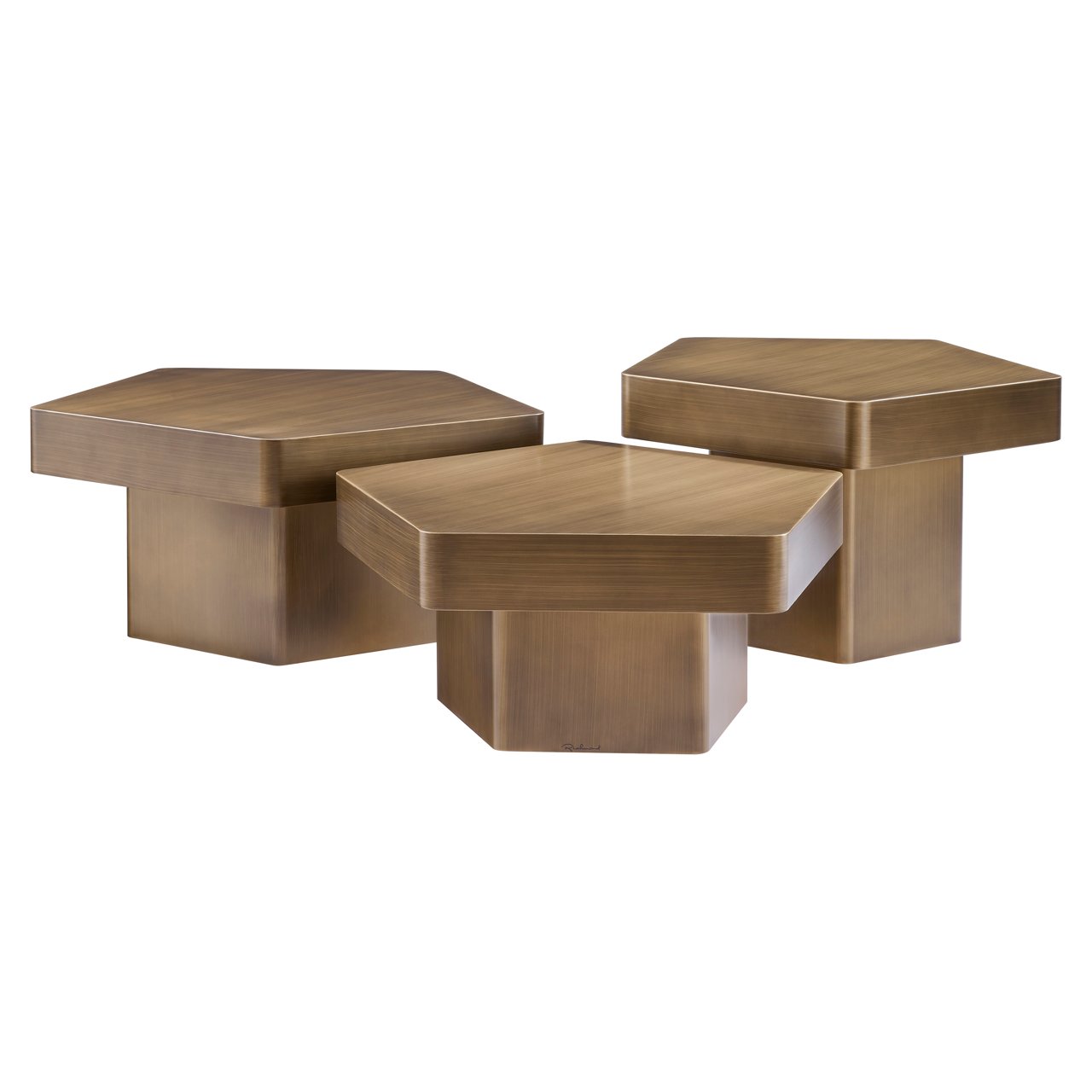 Couchtisch Hexa brushed gold (Set of 3)