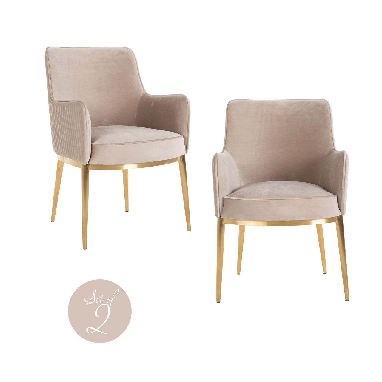 Esszimmerstuhl Breeze khaki velvet fire retardant (Set of 2)