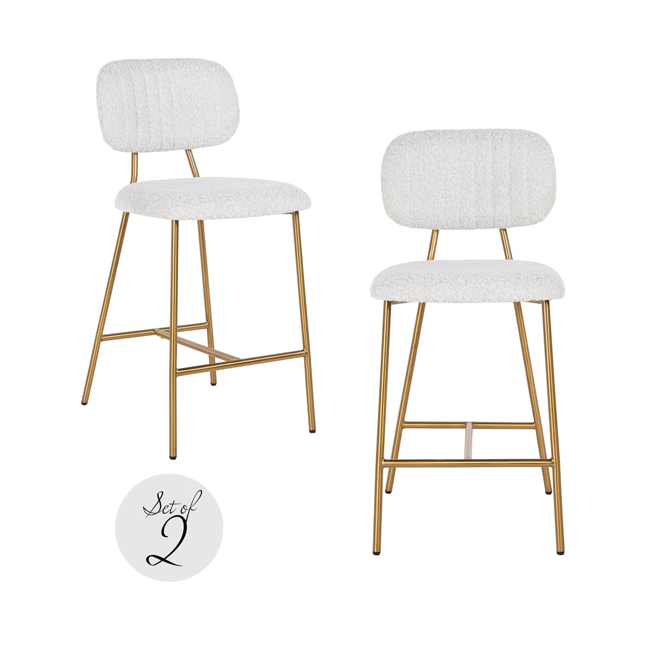 Thekenstuhl Xenia white bouclé (Set of 2)