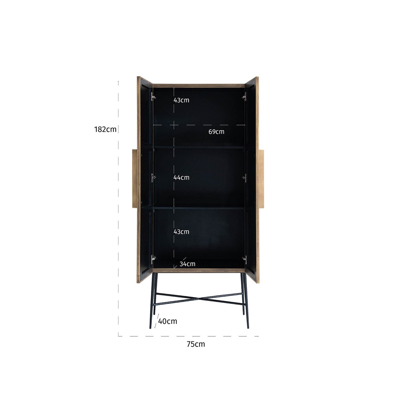 Wandschrank Ironville 2-Türen (Gold)