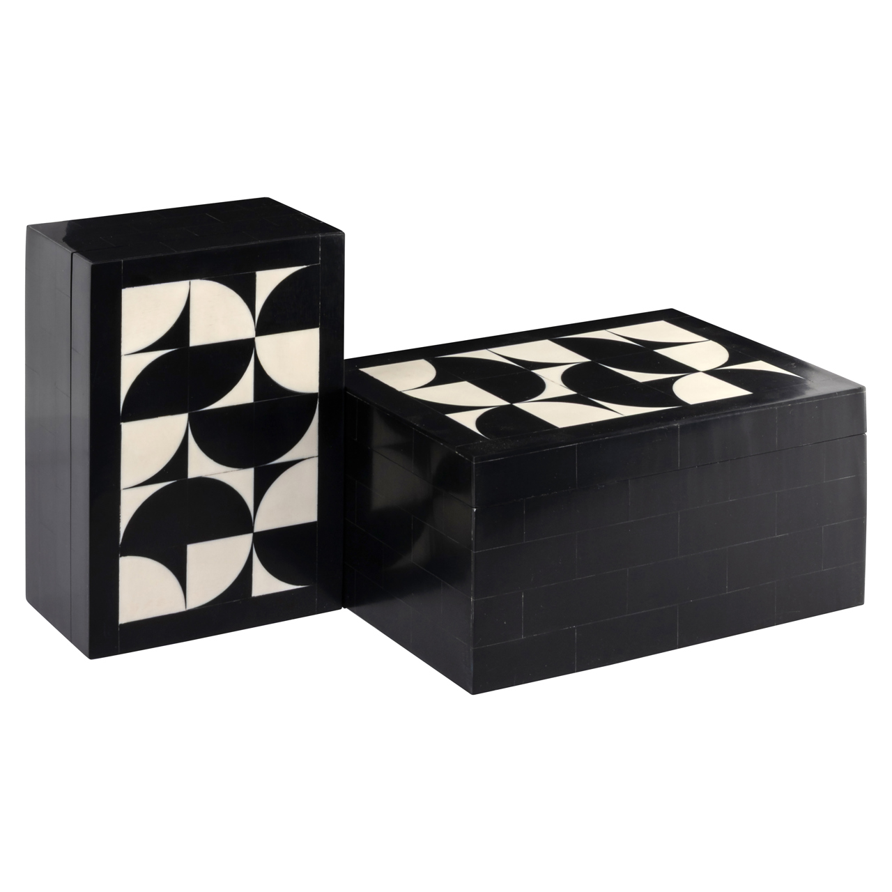 Aufbewahrungsbox Rae black/white (Set of 2)