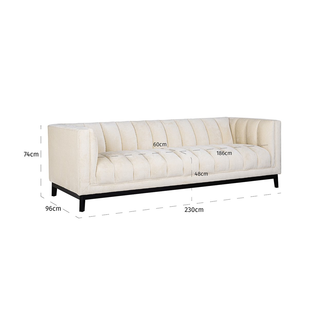 Couch Beaudy white chenille (FR-Bergen 900 white chenille)