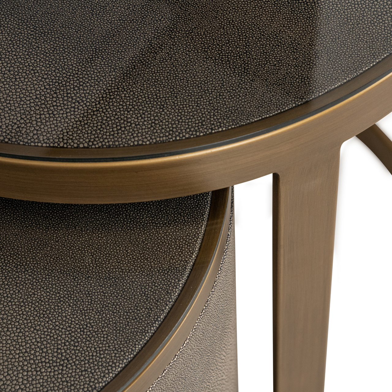 Beistelltisch Bloomville brass shagreen incl. glass (Set of 2)