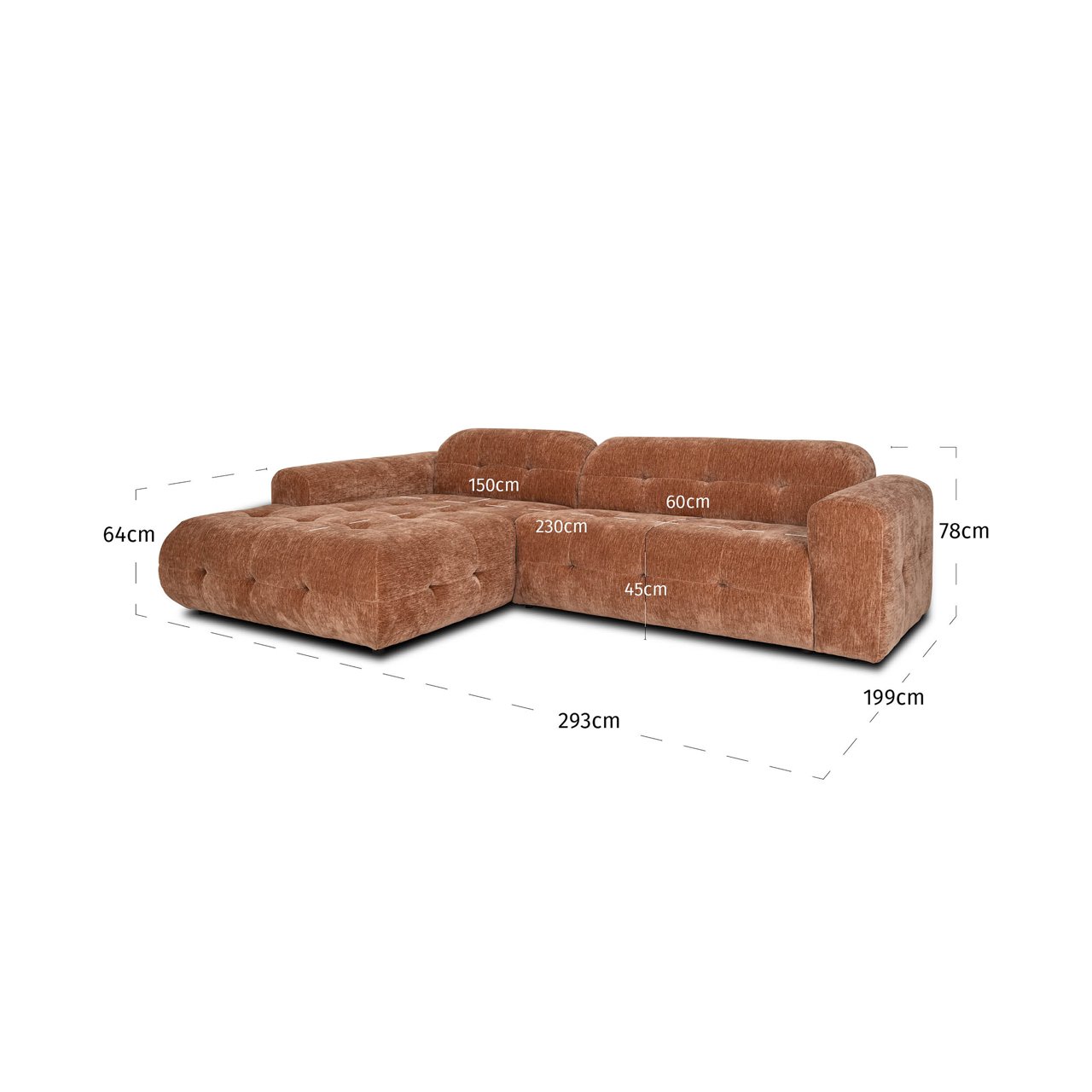 Sofa Paloma customized lounge left + 2-seater Sofa Paloma customized lounge left + 2-seater