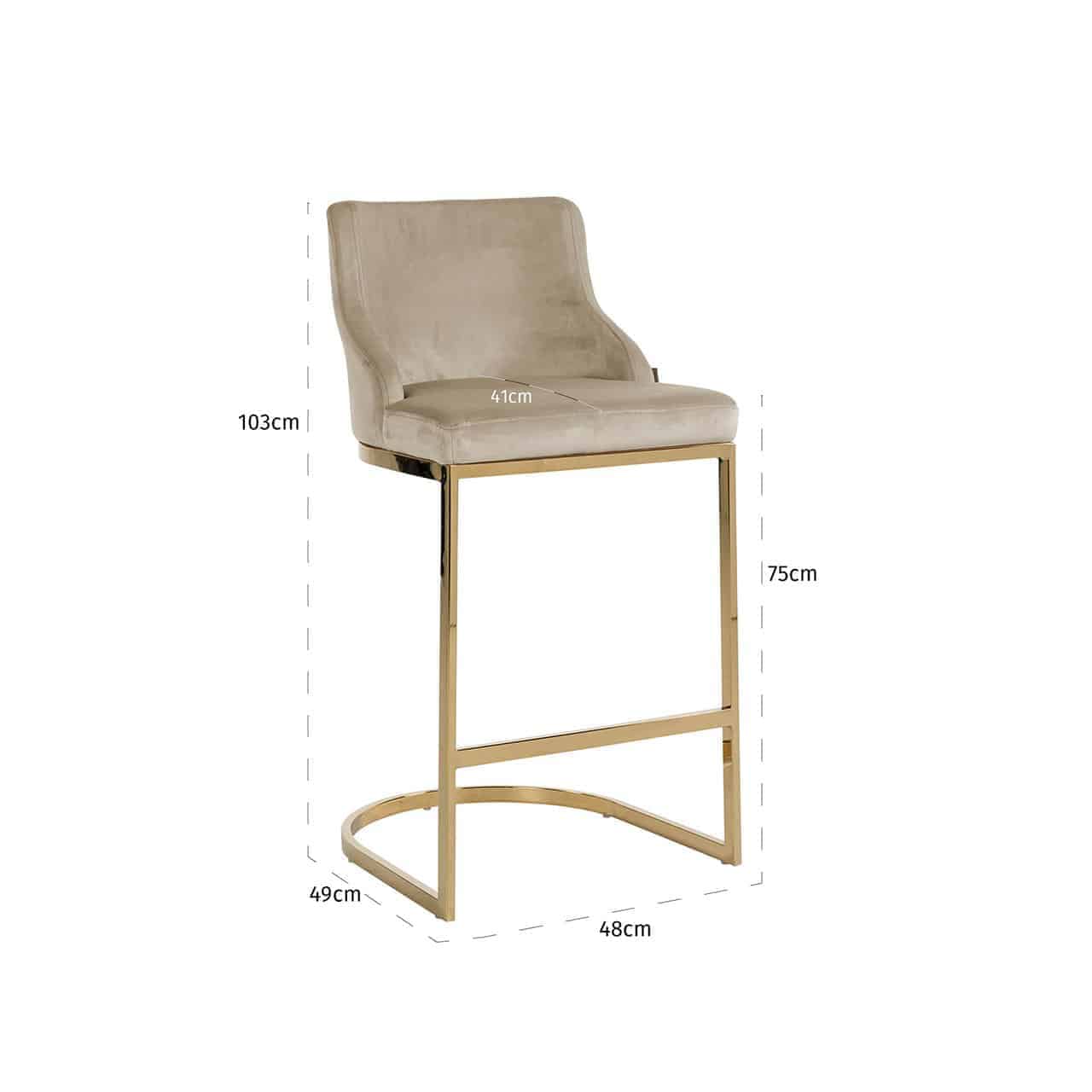 Barstuhl Bolton khaki velvet / gold fire retardant (Quartz Khaki 903)