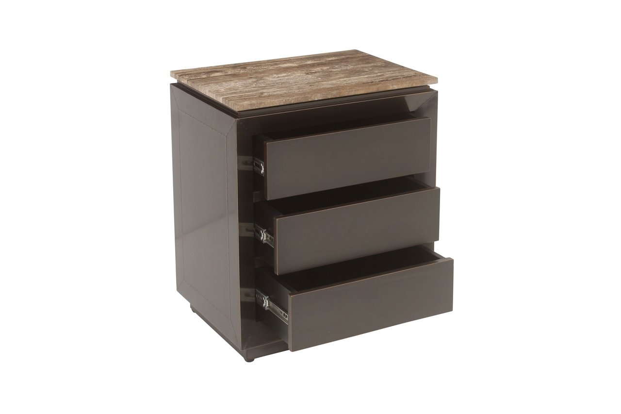 Nachttisch Russo brown 3-drawers