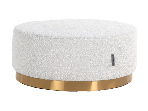 Richmond Fußhocker Emmy 70Ø Weiß Bouclé (Copenhagen 900 Bouclé Weiß)