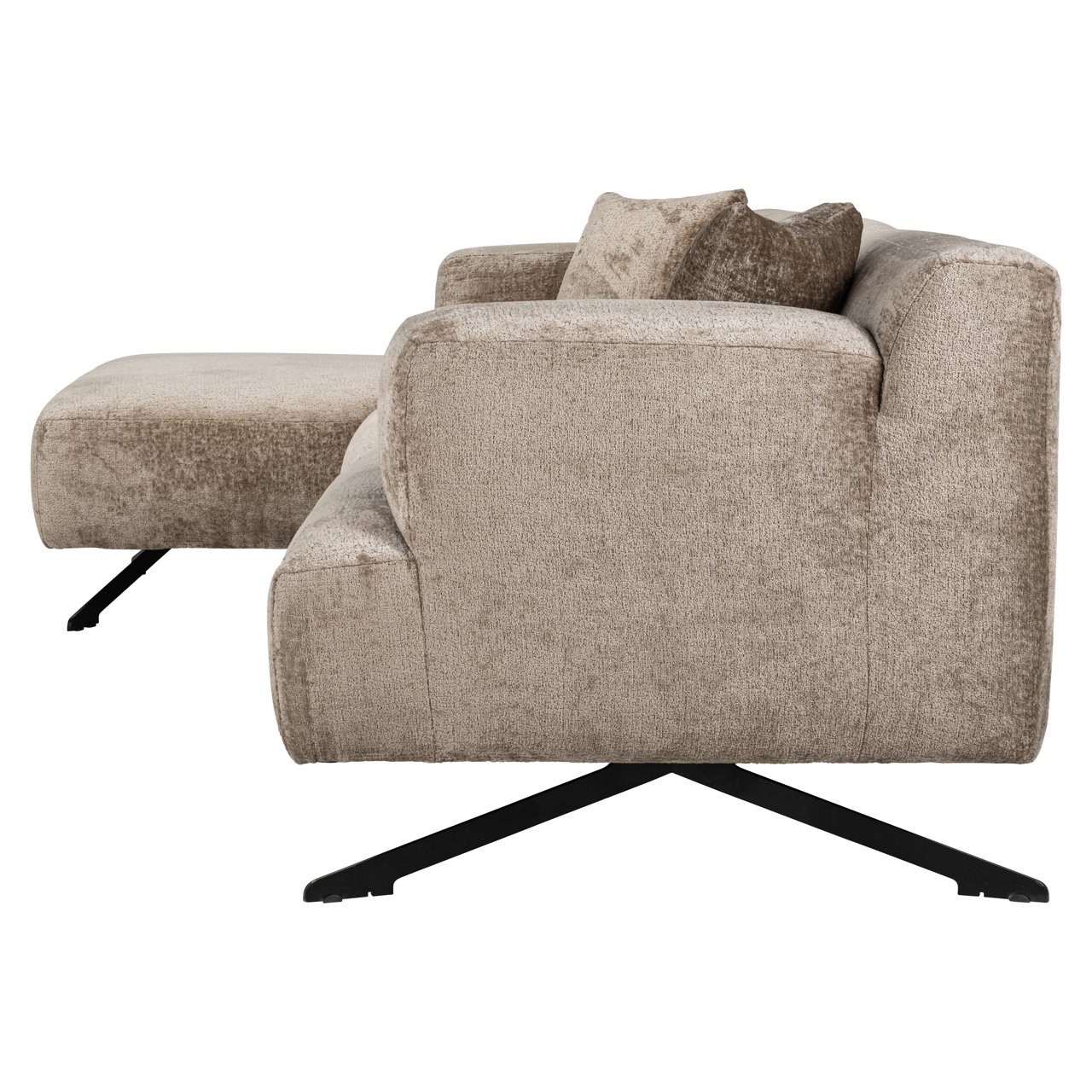 Sofa Donovan taupe chenille 3-seater + lounge left