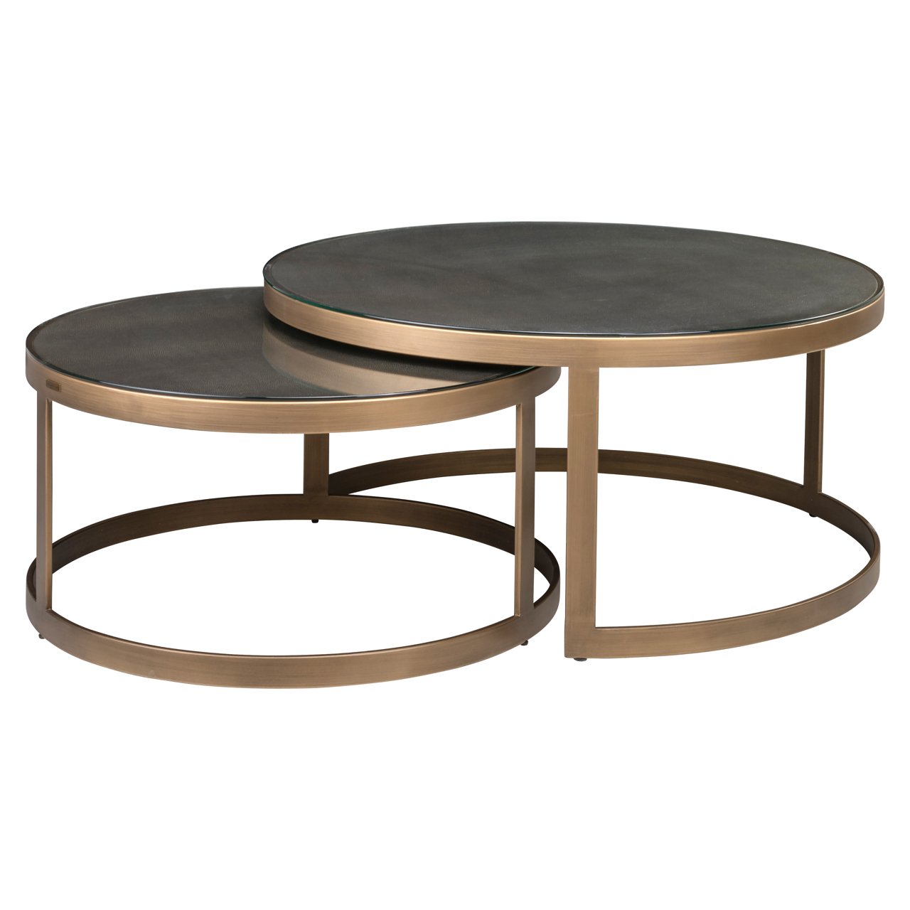 Couchtisch Bloomville brass shagreen incl. glass tops (Set of 2)