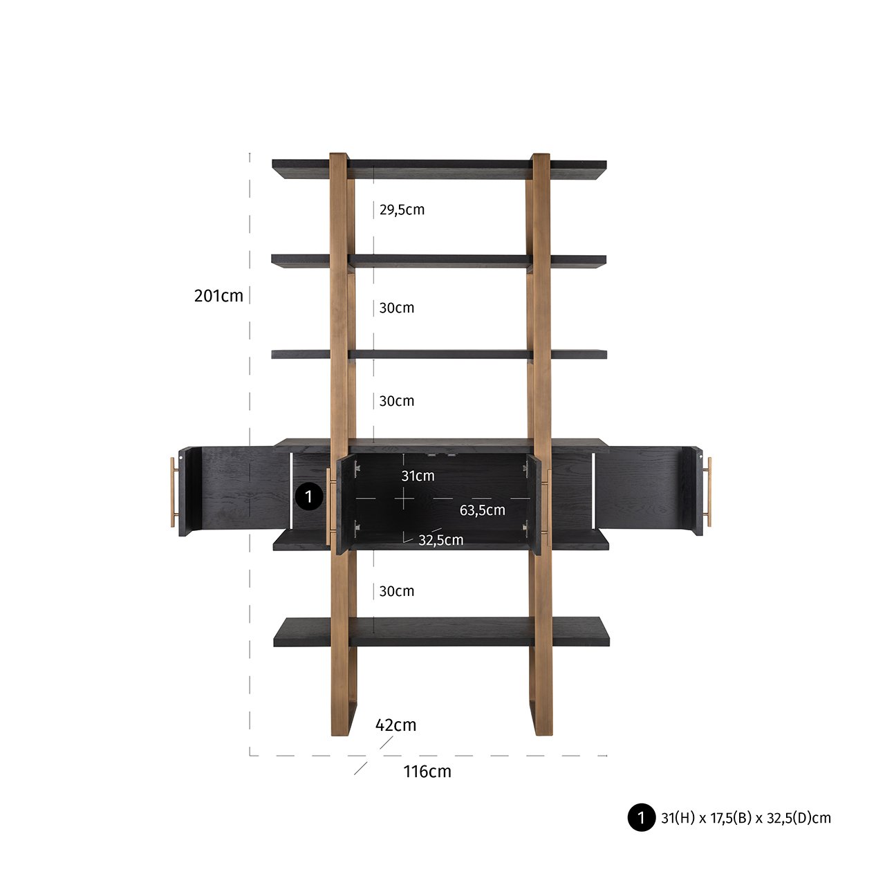 Wandschrank Cambon 4-Türen 4-regale (Dark coffee)