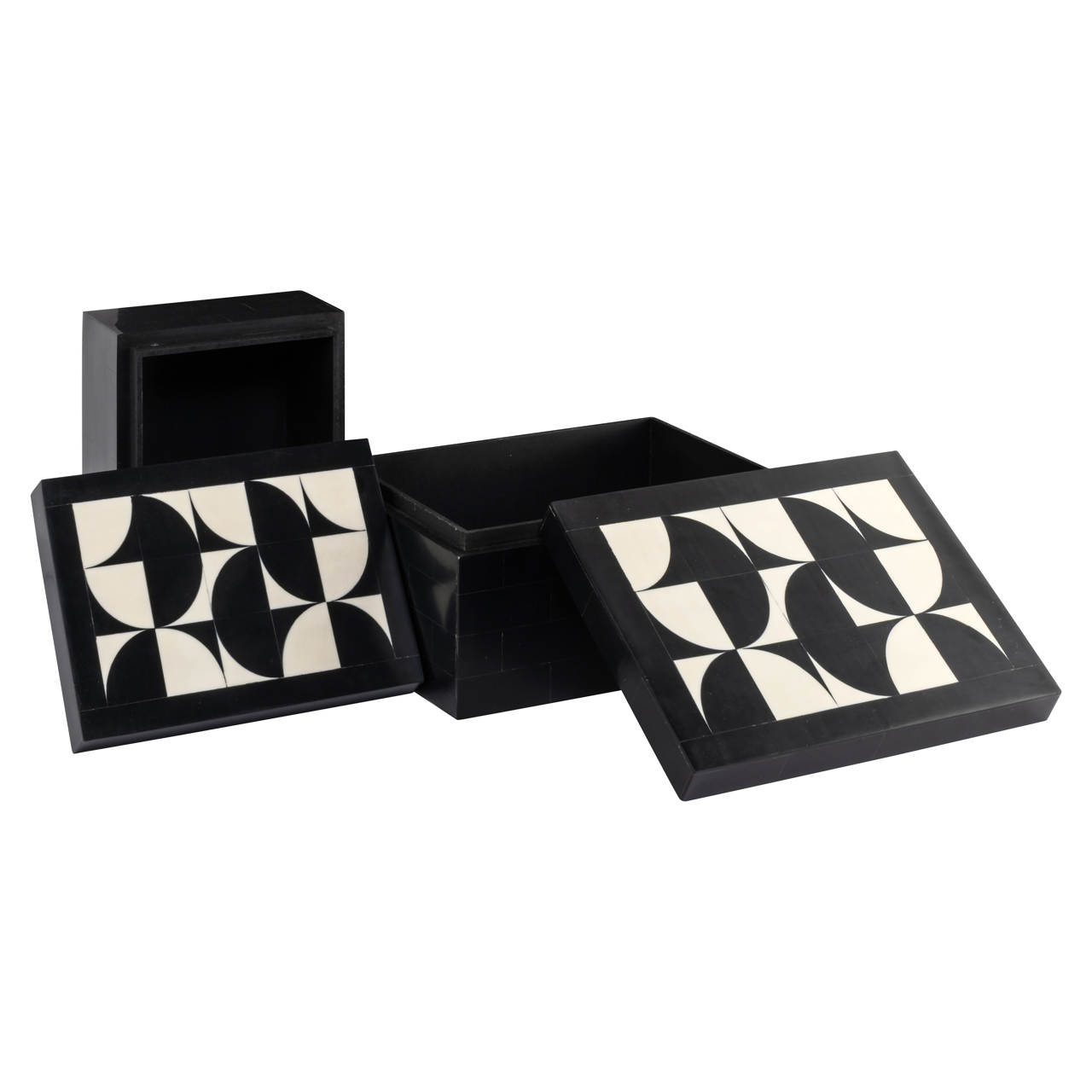 Aufbewahrungsbox Rae black/white (Set of 2)
