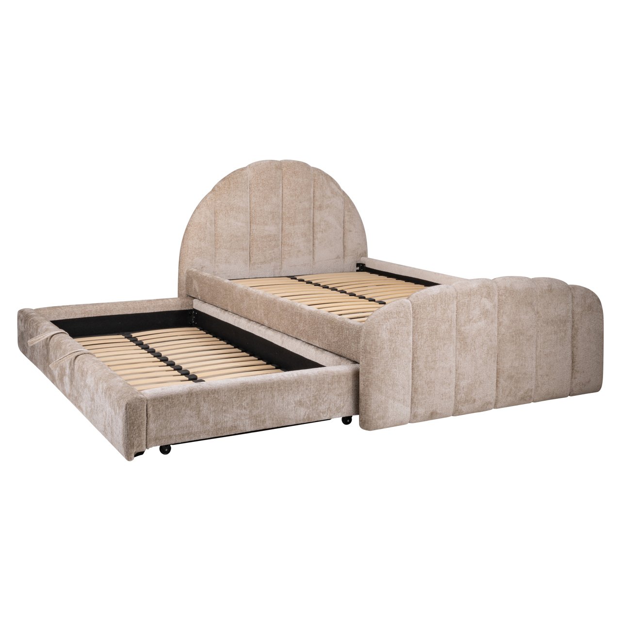 Bett Pixie clay chenille 120x200 with pull-out bed