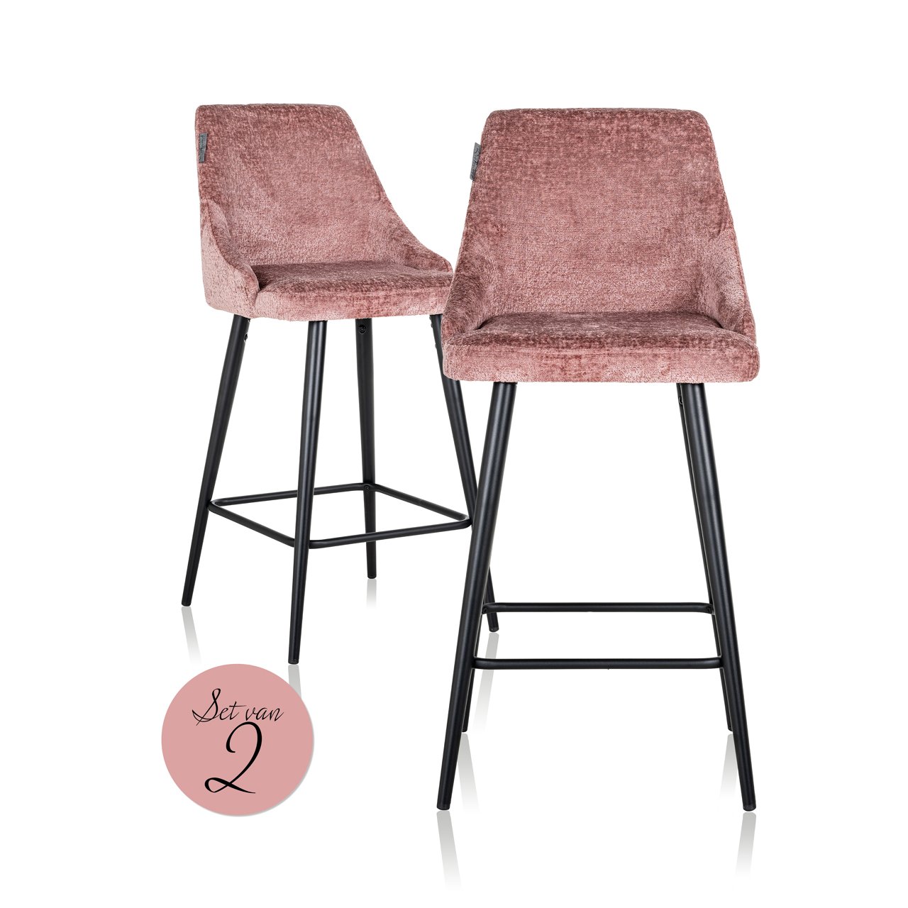 Thekenstuhl Brooke rose chenille (Set of 2)