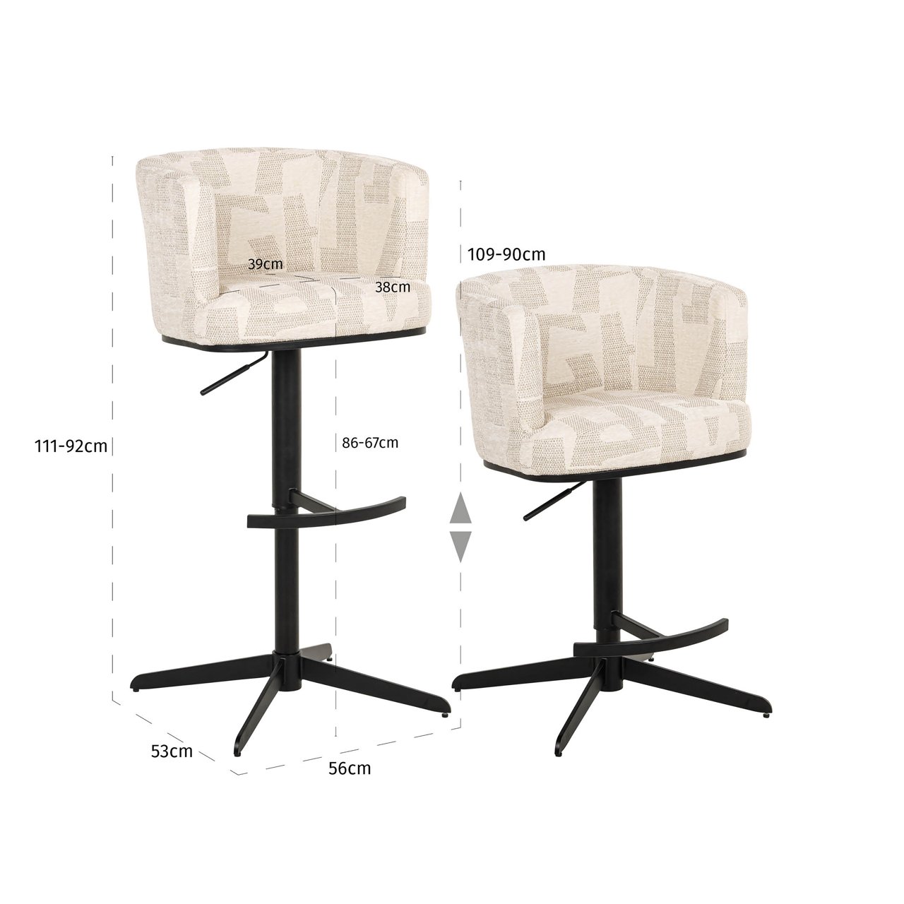 Barhocker Cheyenne beige graffic swivel Barhocker Cheyenne beige graffic swivel