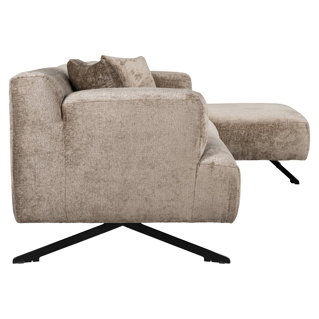 Sofa Donovan taupe chenille 3-seater + lounge right
