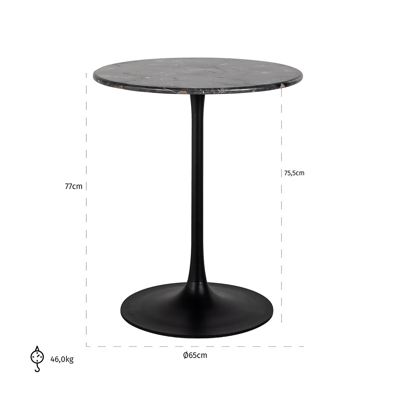 Bistrotisch Carlten 65Ø (Black)